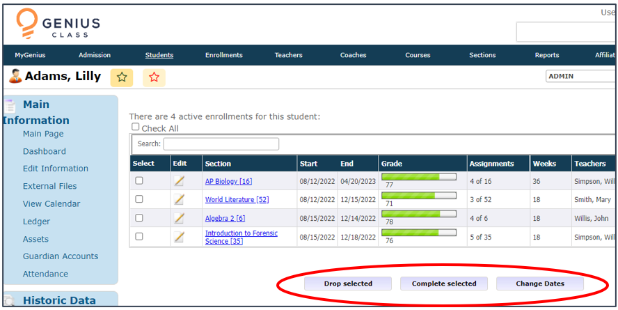 How to Drop a Student in Class+ – The Genius SIS Help Knowledge Base