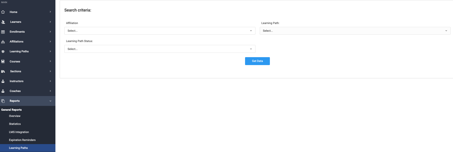 Screenshot of Learning Path Report